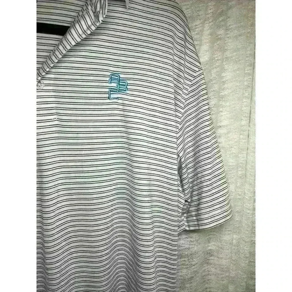 Callaway Polo Mens L White Striped OptiDri Performance Shirt Golf Logo - Picture 9 of 15
